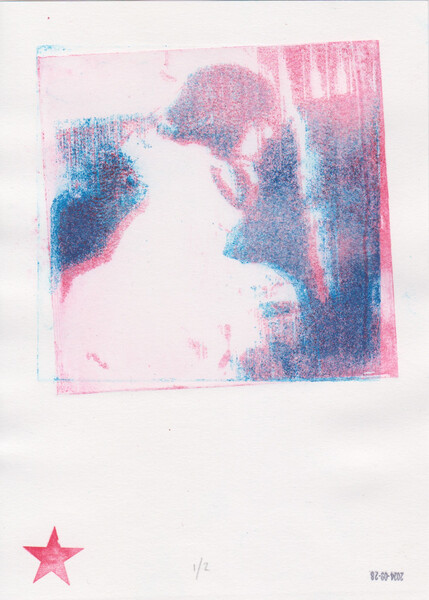 Duotone Aquatint - offset, Red,White,Blue 