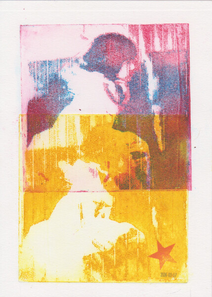 Three color aquatint Red,Blue,Yellow